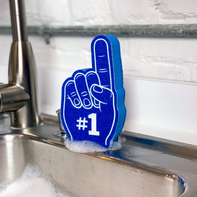 Genuine Fred, #1 Dishwasher, Foam Finger Kitchen Sponge, Blue