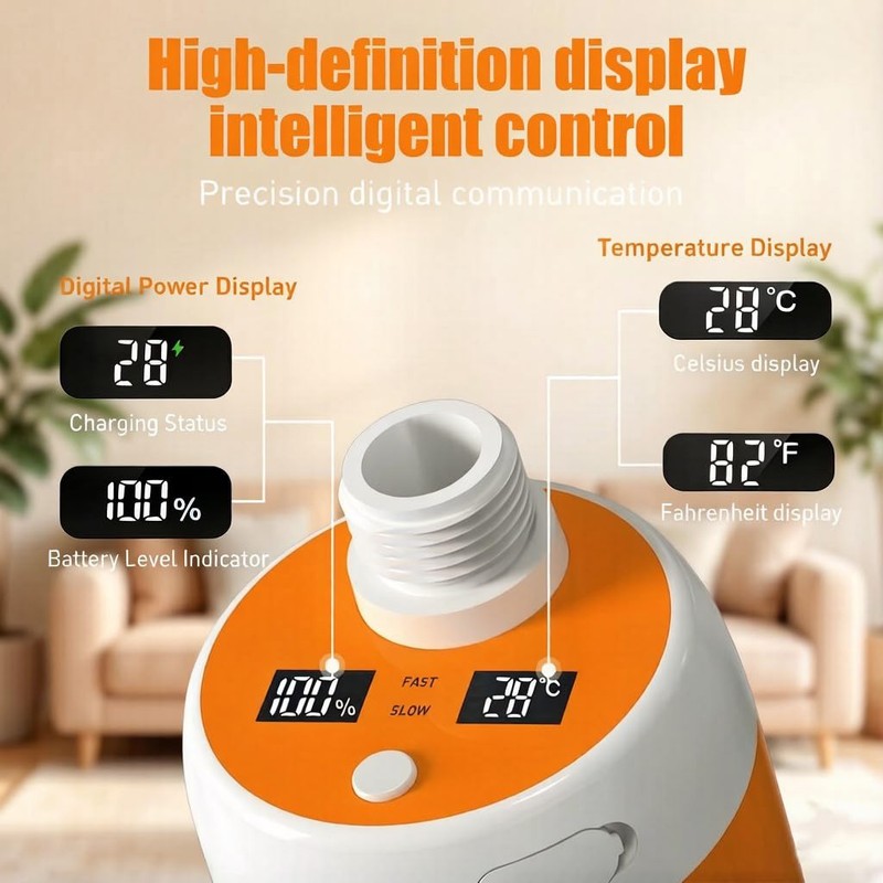 EcoTrek High-Efficiency Outdoor Shower: Adjustable 2-Speed Water Flow, 5200mAh Rechargeable