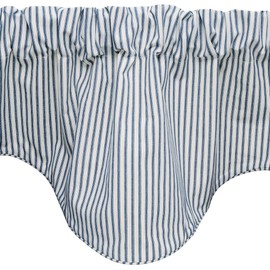 Window Treatments Valance Curtains Kitchen Curtains Window Valances or Living Room Curtains Ticking Stripe Blue Swag Valence Short Curtains Rod Pocket 53 Inches x 18 Inches