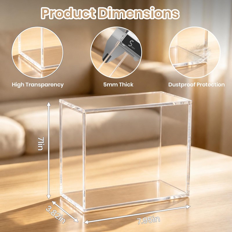 Acrylic PKMN ETB Protector Case, 5mm Thick Clear Magnetic Display