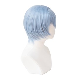 Cosplay Wig with Net EVA Rei Ayanami Blue Heat Resistant Wig Wig (A)