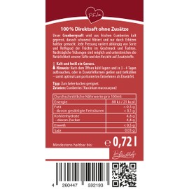 BLEICHHOF® Cranberry Juice, Direct Juice, Vegan (6 x 0.72 L)