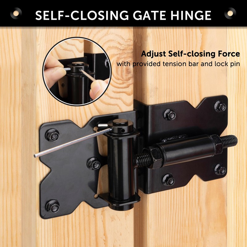 YONSIN 2pcs Self Closing Gate Hinges Heavy Duty Hardware for