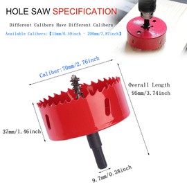SagaSave 70mm HSS Bi-Metal Hole Saw with Corn Hole Drilling Cutter, Hole Cutter for Stainless Steel,Metal,Wood,Plastic,Drywall,Fiberboard, 2.76inch 1PCS