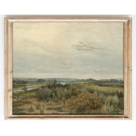 Kizbok Vintage Landscape Wall Art Decor, Farmhouse Decor Spring Scenery Canvas Painting, Rustic Country Wall Decor for Cozy Bedroom Decor, Muted Vintage Landscape Art Pictures, Bathroom Decor Wall Art(8" x 10"-UNFRAMED)