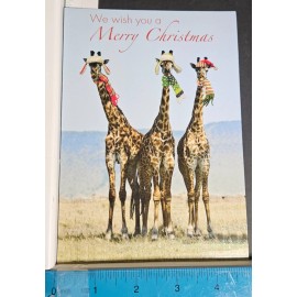 National Geographic WE WISH YOU A MERRY CHRISTMAS Giraffes Greeting Card 5" x 7"