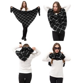 Dimore Trendy Plaid Blanket Scarf Women Big Oversized Long Scarves Warm Winter Tartan Checked Shawl Wrap Scarf Gift For Women