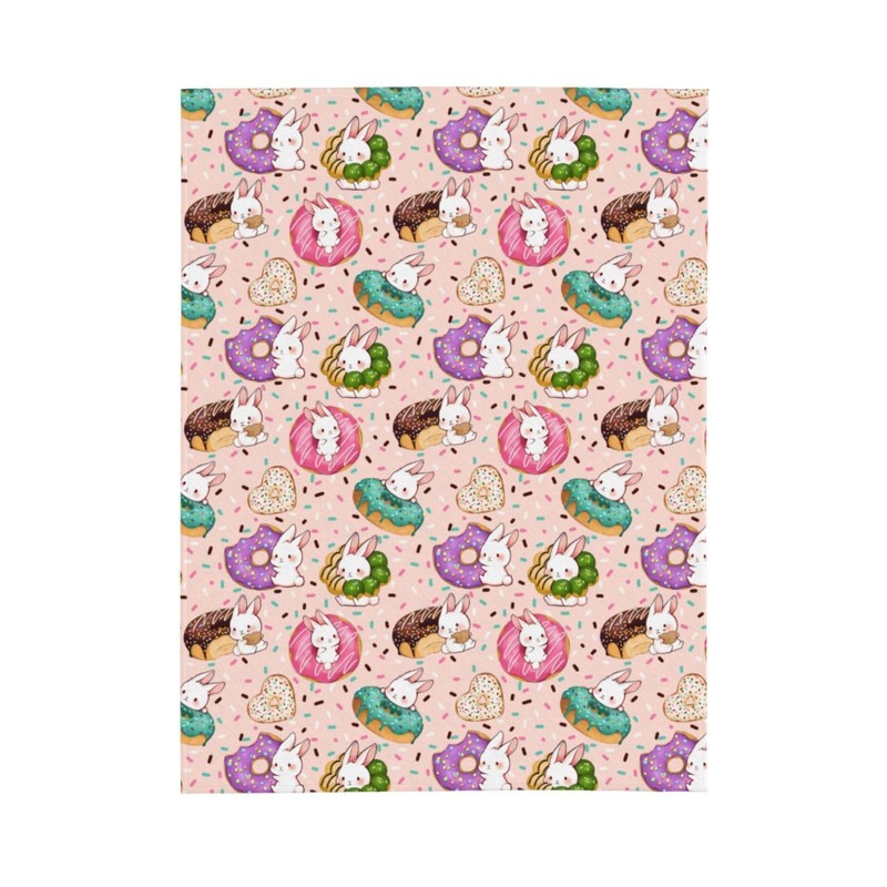 Rabbits Donut Throw Blanket Lightweight Warm Flannel Fleece Blankets Cozy