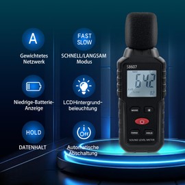 Mcbazel Digital Sound Level Meter Sound Level Meter with LCD Display Measuring 30dBA-130dBA