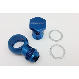 Autobahn88 Aluminum Anodized Oil Cooler Banjo Connector - M18 P1.5 Banjo Screw, M18 to AN8 Male Banjo, Setrab Compatible (Blue)