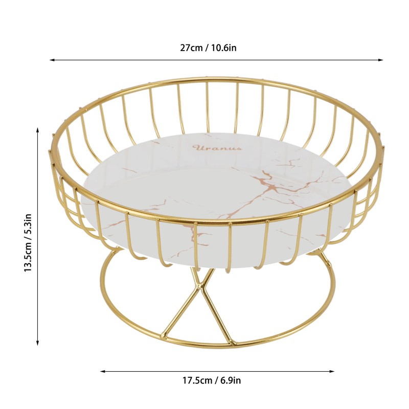 Round Fruit Basket Large Capacity Hollow Metal Fruit Bowl Stand