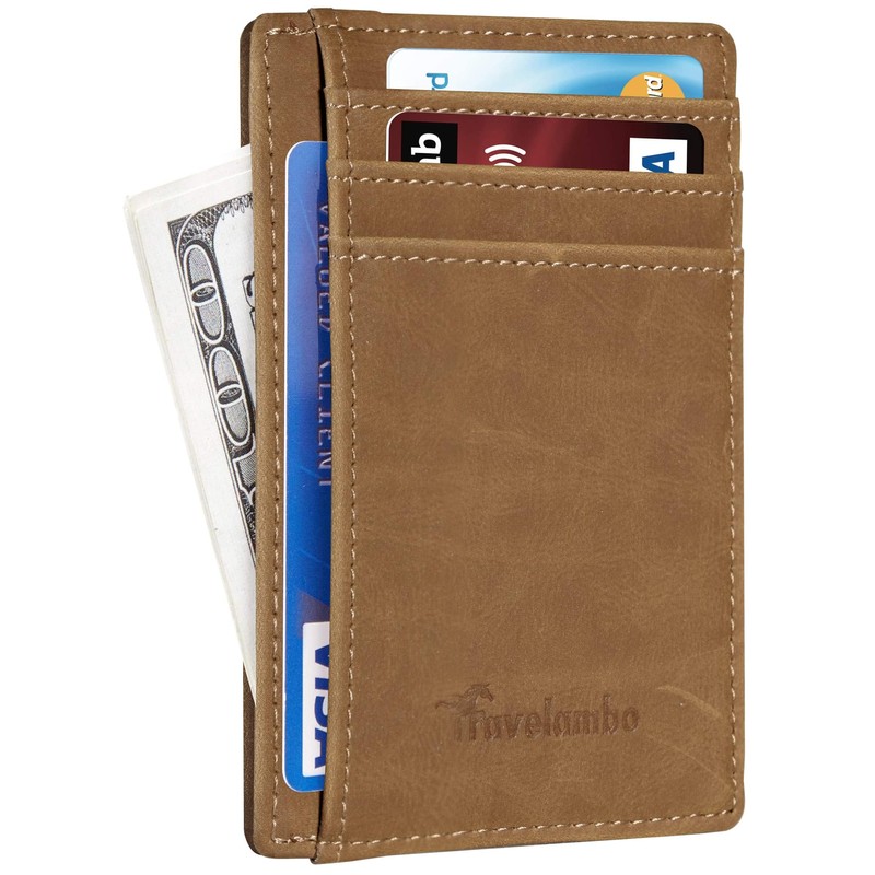 Travelambo Travelambo Slim Wallet Front Pocket Minimalist Leather RFID Blocking