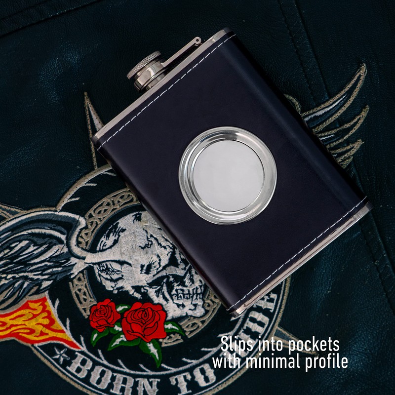 Stainless Steel 6.8 Ounce Hip Flask with Built in Collapsible