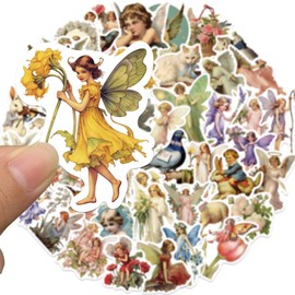 Yoksas Vintage Little Angel Fairy Stickers - 50Pcs Vinyl Renaissance Art Christian Scrapbooking Stickers for Water Bottles,Laptop,Journals