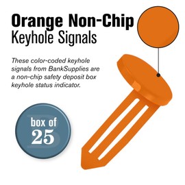 BankSupplies Keyhole Signals - Orange Multiple People Present to Open Signal - Box of 25 - Non-Chip - Reusable & Long-Lasting - At-a-Glance Organization - Color Coded Plugs