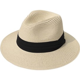 KalluliCC Sun Hats for Women Girls Men,Panama Hat Straw Hat for Women UPF 50+ UV Sun Protection,Floppy Hats for Women Foldable Beach Hat Summer Hat Travel Beige