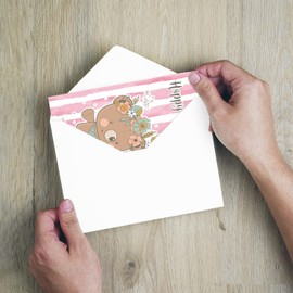 Handarbeit - Lieblingsladen 1 Premium Happy Birthday Card 18 x 12 cm with White Envelope, Animal Motif, Rabbit Card for Birthday, Greetings Card, Happy Birthday Card