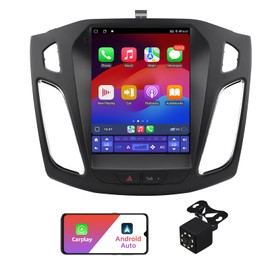 2+32G Android 12 Double Din Car Stereo for Ford Focus 2012-2018 with 10.4 Inch Touchscreen Radio Built-in Wireless Carplay/Android Auto/GPS/Bluetooth/FM/AUX-in/Steering Wheel Controls/Backup Camera
