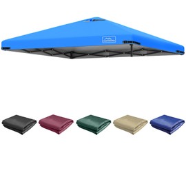 KAMPKEEPER Replacement Top Pop Up Canopy Tent Cover Roof with Air Vent and Adjustable Elastic Strap, Polyester UV Waterproof for Outdoor Garden Patio Sun Shade(Top Only) (Light Blue, 10x10FT)