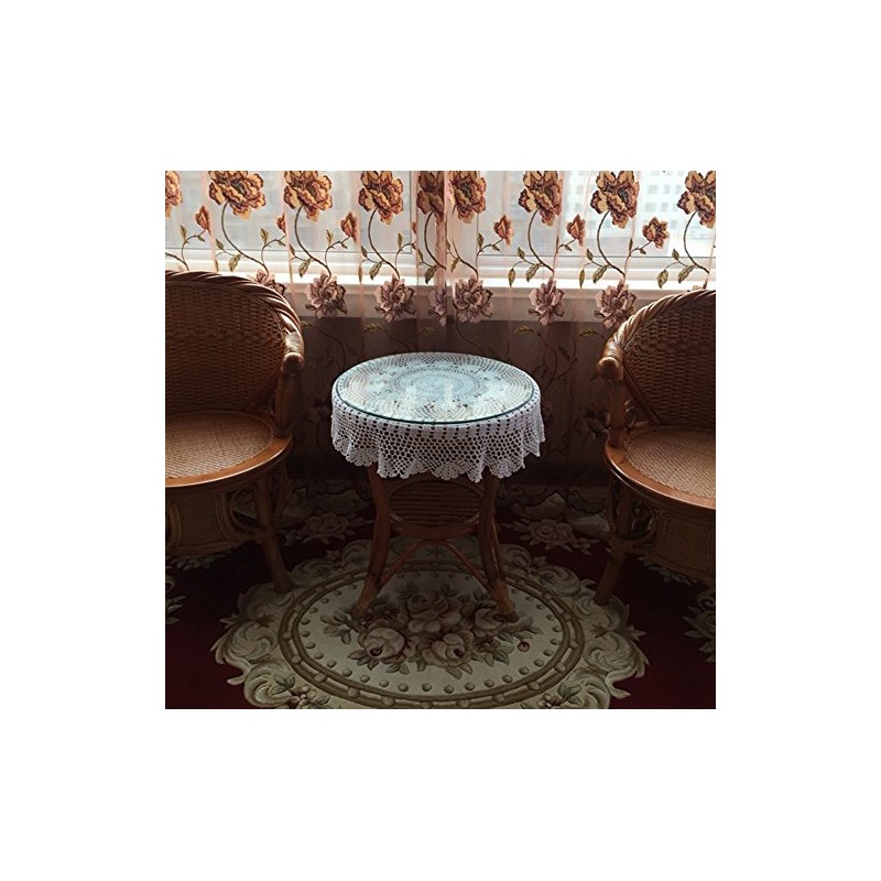Lelefly Cotton Handmade Crochet lace Table Runners Round Tablecloth Doilies
