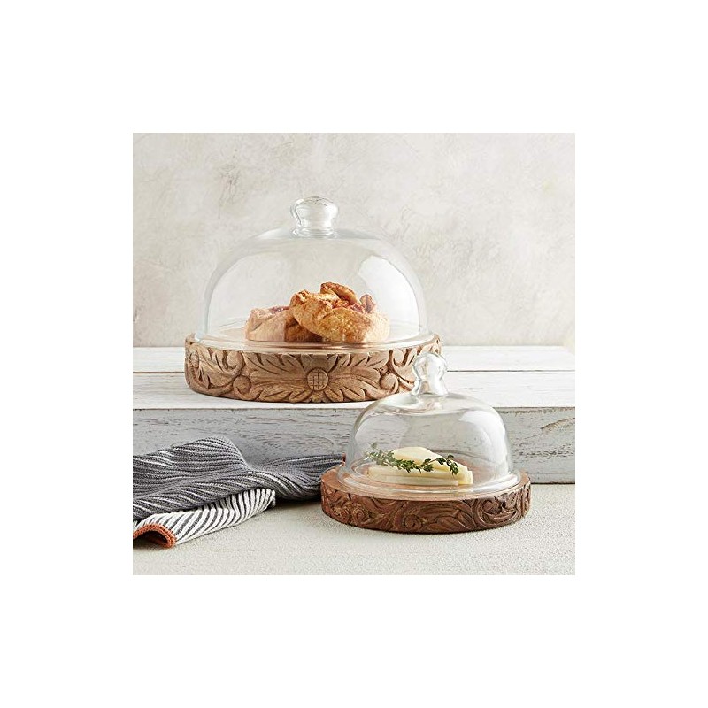 Santa Barbara Design Studio Glass Dome with Carved Base -