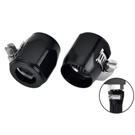 10AN Hex Fuel Hose Finisher Clamp Aluminium with Screw Band for Stainless Braided Hoses,Rubber Hoses end Finisher,Fits as/Oil/Fuel/Diesel/Air and Water Hose Tube-Black 2PCS