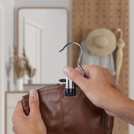 Relaxdays Boot Clips, Set of 25, Rubberised Boot Hangers, 360° Rotating Hook, Metal Shoe Hanger, Silver/Black