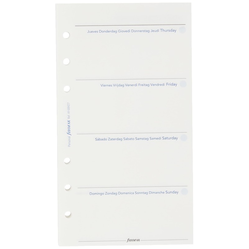 Filofax Personal Week to View Any Year undated Diary,white