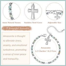 Toplstud Cross Bracelets for Daughter Granddaughter - Confirmation First Communion Gifts for Teen Girls - Stainless Steel Beaded Bracelets - Religious Jewellery Birthday Gifts for Girls Christians