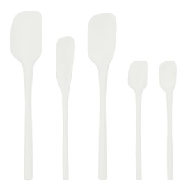 Tovolo Flex-Core® All Silicone Spatula Set of 5 for Meal Prep, Cooking, Baking, and More - White