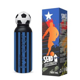 Trinkflasche Fußballmannschaft aus Stahl für Jungen Kinder und Erwachsene - Sportgeschenk BPA-frei, auslaufsicher, langlebig und umweltfreundlich, 550 ml (Schwarz/Blau)