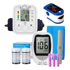 Glucometro Digital +oximetro Y Monitor De Presion Para Brazo Color Blanco