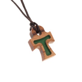 Holyart Rope Cross Pendant Olive Wood Green, Olive wood