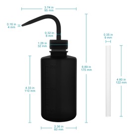 stonylab LDPE Chemical Wash Bottle, 2-Pack Watering Tool Safety Black Plastic Squeeze Bottle Lab Rinse Bottle with Scale Labels and Narrow Mouth Squirt Bottle, 250 ml