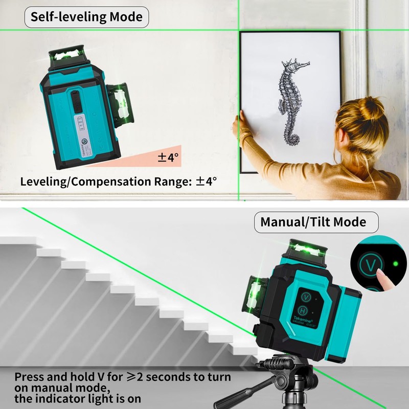 Takamine Laser Level 360 Self Leveling, 3x360° Cross Line Lazer