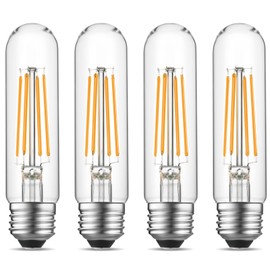 Gozelux Dimmable E26 Edison Bulb, AC120V Warm White 2700K Light Bulbs, 6W Equal 60 watt 750LM Tubular T10 LED for Rustic Pendant, Chandeliers, Wall Sconces,Vanity, Pack of 4