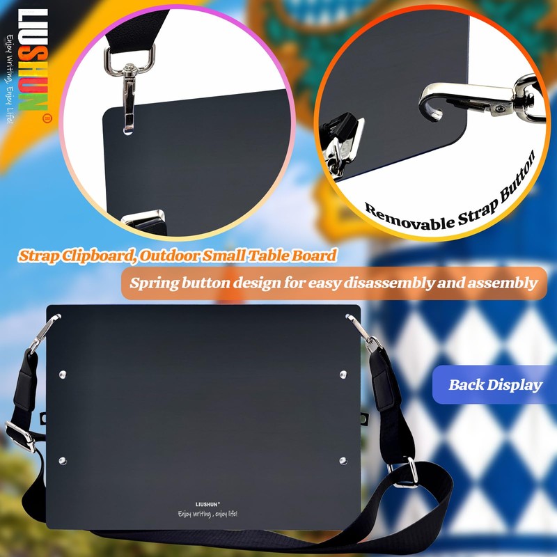 Aluminum Metal Clipboard with Detachable Adjustable Shoulder Strap A4 Double