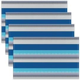 Blue White Stripes Table Mats Placemat 45X30cm Geometric Geometry Placemats Set of 4 for Kids Patchwork Striped Placemats for Dining Table Indoor Outdoor Kitchen Modern Decor Table Place Mats