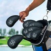 PU Leather Wedge Iron Head Covers Black 8 Pcs