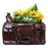 Rustic Western Faux Leather Cowboy Horse Saddle Decorative Planter Or