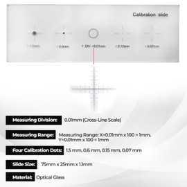 ByteX 0.01mm Dot Crosshair Microscope Camera Slide, Multifunction Plate Reticle, Accurate Calibration Slide Ruler, Stage Micrometer, High-Precision Measurement, Optical Glass, Luxury Packaging