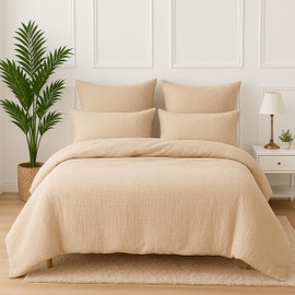 Wolkenfeld Premium Muslin Pillowcase 80 x 80 cm with Zip - Made of 100% Cotton - Soft, Breathable and Skin-Friendly - Oeko-Tex Certified Beige