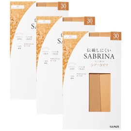 GUNZE SABRINA Women's Sheer Tights, 30 Denier Tights, No Run Length, 3 Pairs of Same Color, beige (natural beige)