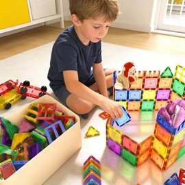 Coodoo Azulejos Magnéticos Juguetes para Niños STEM Juguete Magnético para Niños Pequeños Bloques Magnéticos de Construcción Aprendizaje Preescolar Ju