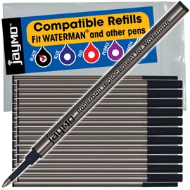 Jaymo Replacement for Waterman 540951 - Measures 4.3 in / 109 mm Long - Rollerball Pen Refill - 24 Black