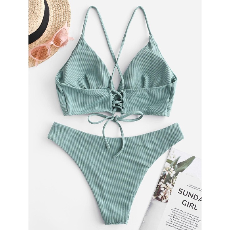 ZAFUL Two Piece Bikini Set, Sunflower Pattern Women Print Push-Up