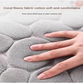 3D Non Slip Bathroom Mat Cobblestone Embossed Bath Mats Absorbent Doormat Carpet Door Floor Mats Machine Washable Quick Drying(Apricot/Beige - Colour as per photo, 40cmx60cm)