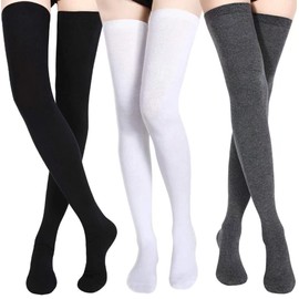 CENAST Womens Extra Long Thigh High Cotton Socks Over the Knee High Boot Stockings 3 Pairs#2