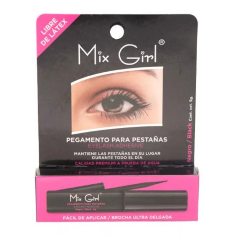 Mix Girl 12 Pzs Pegamento Negro Pestañas Brocha Prueba Agua