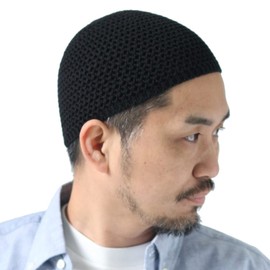 regnuu Islamic Hat, Men's, Summer, Islamic Watch, Made in Japan, Islamic Hat, Men's, Mochi Mochi, Islamic Hat, Spring, Summer, Summer Knit Hat, Inner Cap, Black